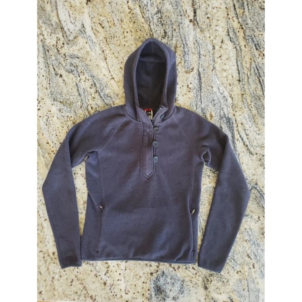 The North Face 1/4 Button Zip Hoodie Sweater Sweatshirt Gray Womens Sz. M Hooded